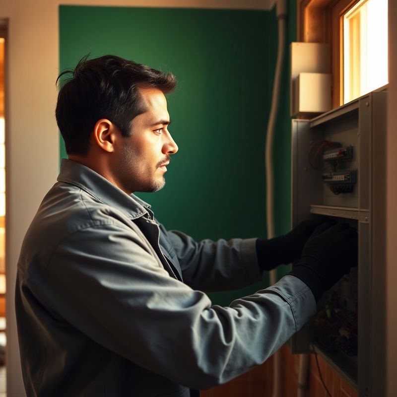 Técnico reparando un cuadro eléctrico en una vivienda de Valencia